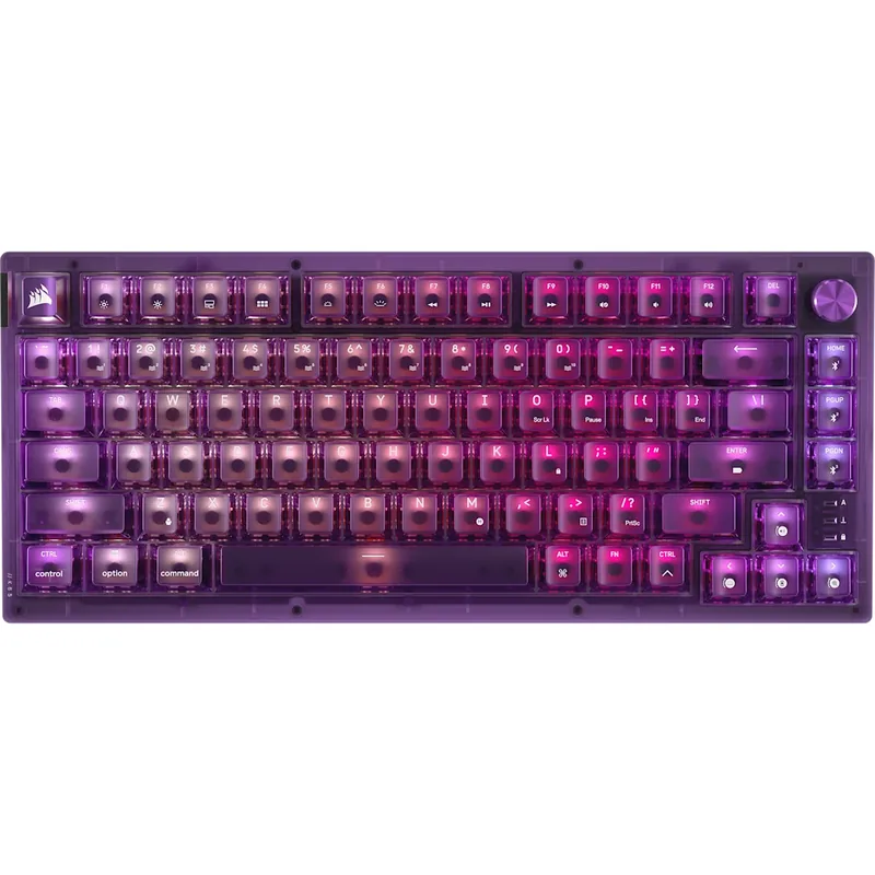 Corsair K65 PLUS Wireless in Atomic Purple (image courtesy of the manufacturer)